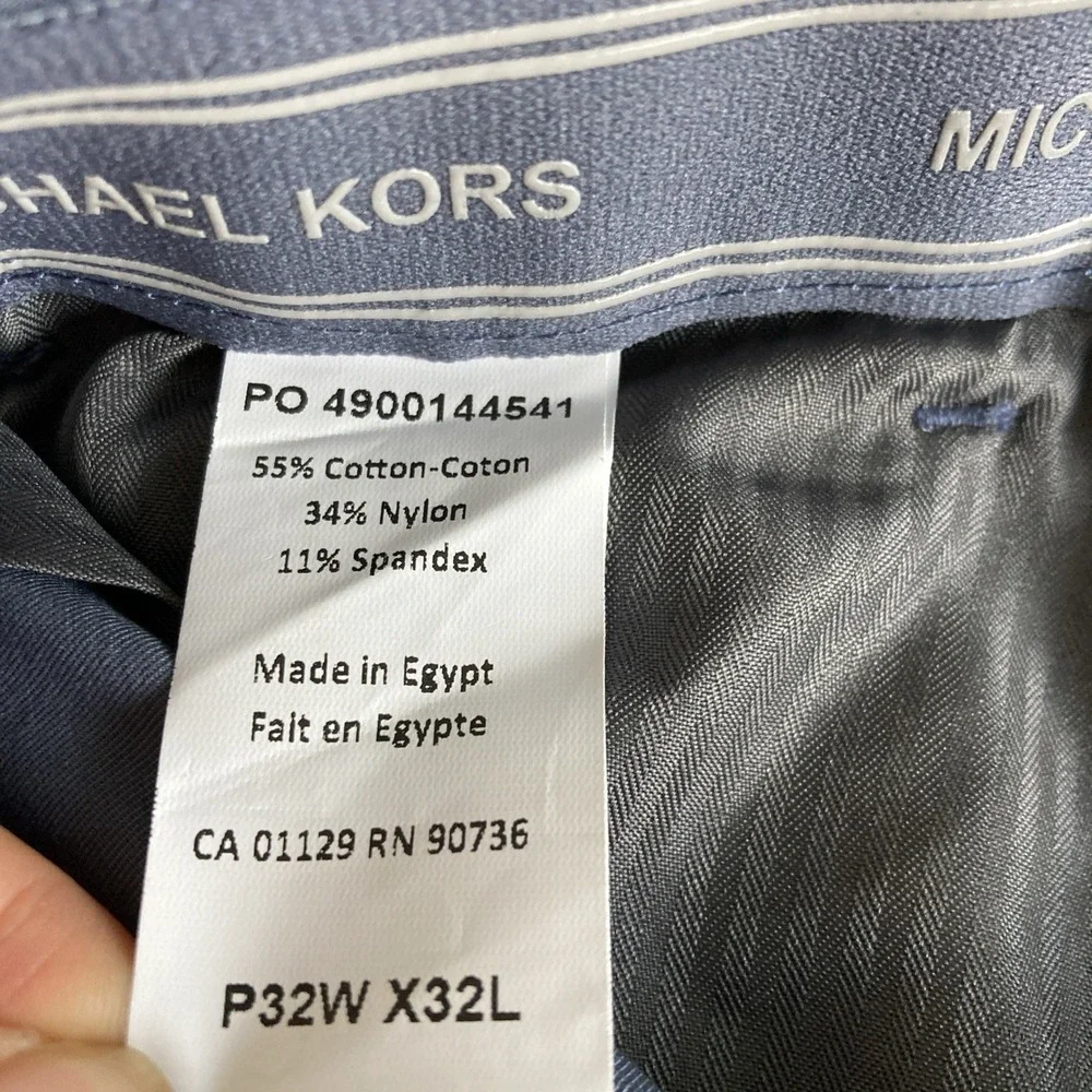 Michael Kors Mens Classic fit Dress Pants 32W 32L Ash Blue Solid Stretch